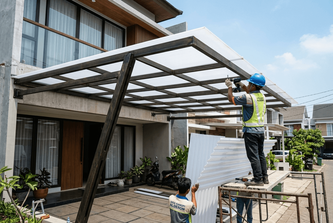 Jasa Pembuatan Kanopi Alderon di Bekasi untuk carport minimalis modern