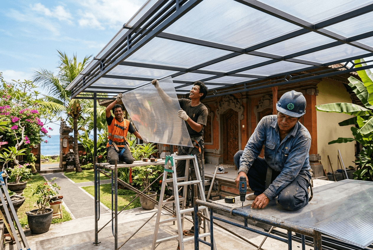 Kontraktor Pembuatan Kanopi Solar Tuff Bali